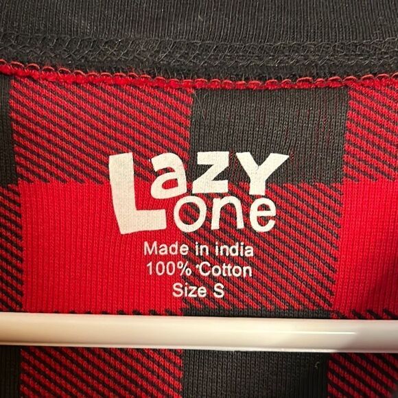 Lazy One Red Black Buffalo Plaid Adult Small onesie Flap Jack Bear Cheeks - Picture 4 of 10